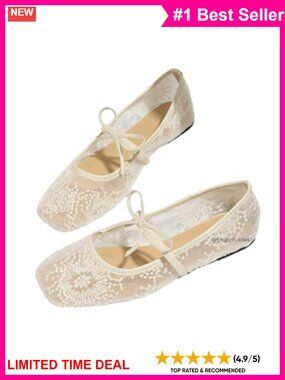 Mesh Ballet Flats Slip On Polka Dot Lace Ballerina Shoes